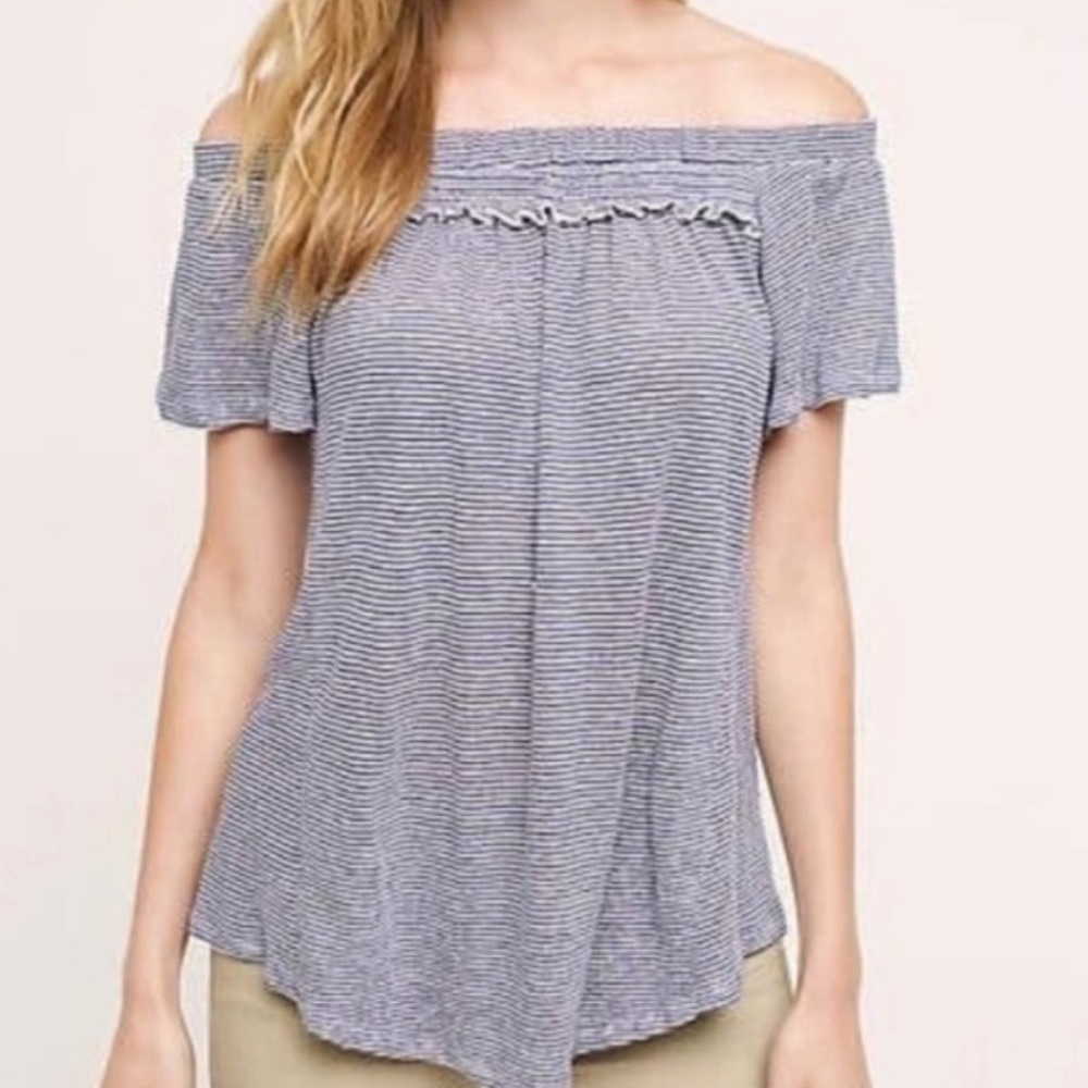 NWT‎ Anthropogie • Striped Off the Shoulder Size Small